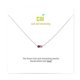 Necklace | Silver Mini Heart Birthstone | Ruby-July