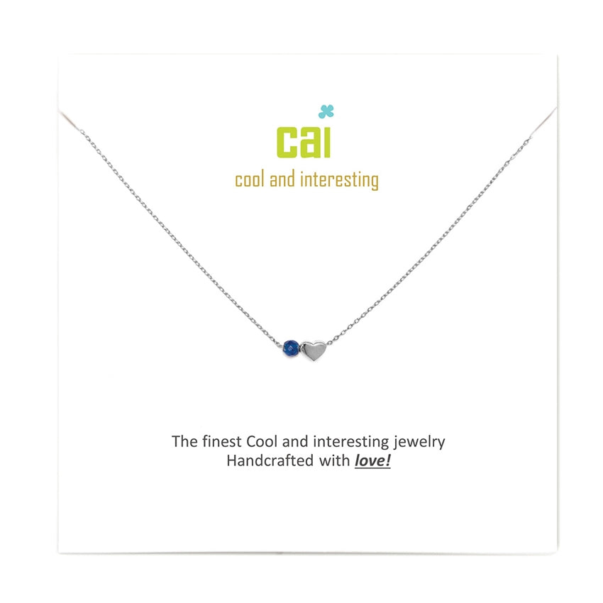Necklace | Silver Mini Heart Birthstone | Sapphire-September