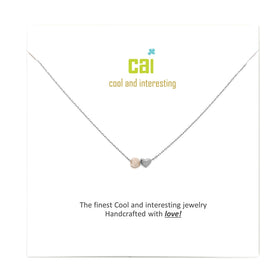 Necklace | Silver Mini Heart Birthstone | Opal-October