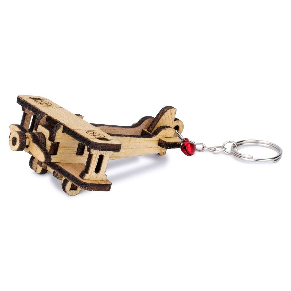 Keyring | Wood Laser Cut Military Propeller Plane