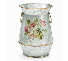 Tin Vase | Watercolor Rose + Gold Accent