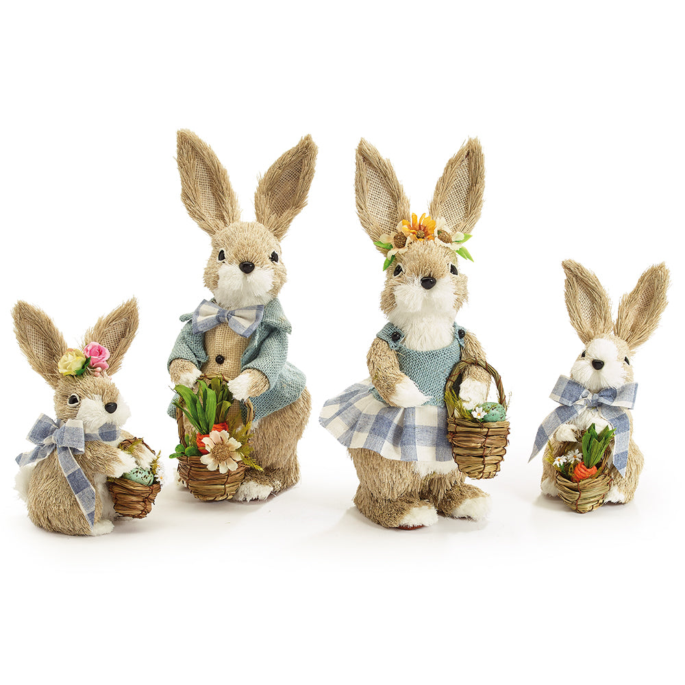 Decoration | Blue Plaid Bunny Family