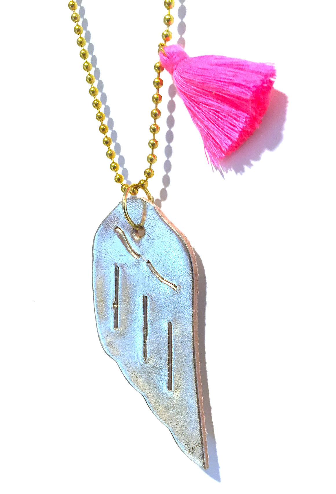 Golden Flight Leather Wing Necklace