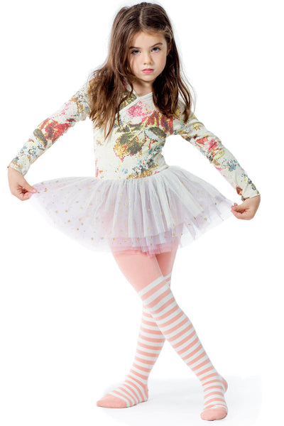 Stripe Tights | Peach Cream