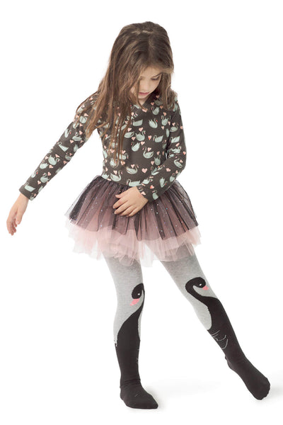 Swan Tights | Grey Black
