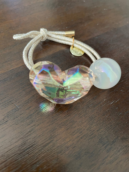 Hair Elastic | Clear Heart Gold