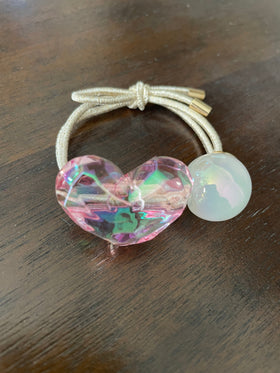 Hair Tie | Clear Heart Pink