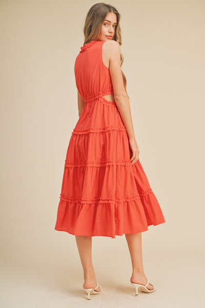 Dress | Red Orange Ruffle Tiered