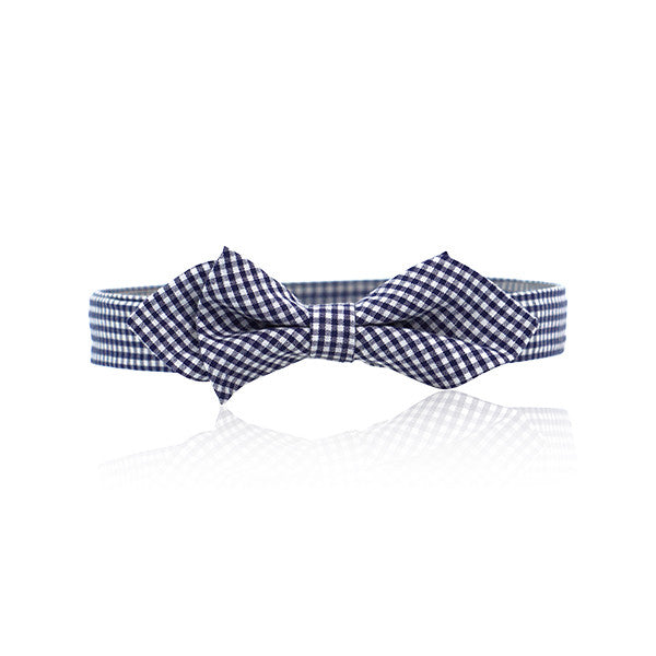 Gingham Bow Tie - Navy