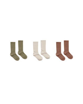 Solid Ribbed Socks - 3 Pack | Rib Knit