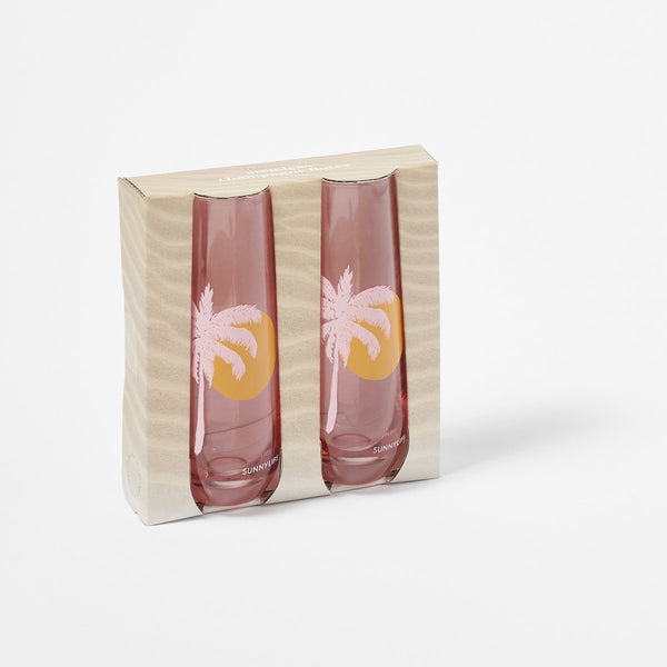 Stemless Glass Flutes | Powder Pink Set of 2