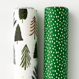Gift Wrap | Doodle Trees + Green Flurry Dual Roll