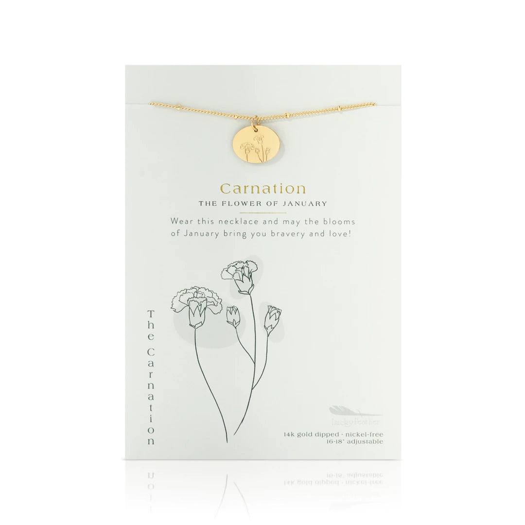 Birth Month Necklace | January | Carnation
