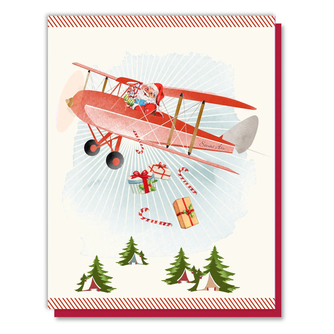 Christmas Cards | Santa In Biplane | Pack of 8