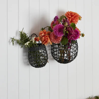 Rattan Onion Basket Duo | Ink