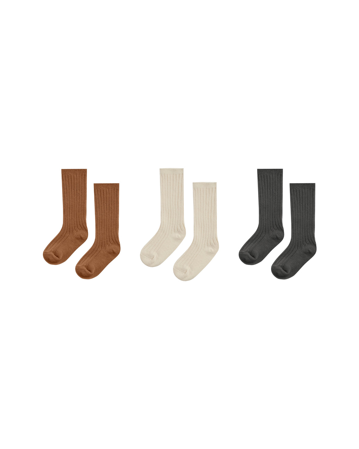 Knee Socks Set | 3 Pairs | Cinnamon + Natural + Black
