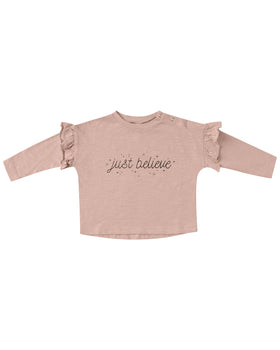 Ruffle Tee | Just Believe | Rose